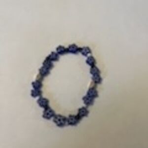 Jelly's Jewelry and Boutique Handcrafted Blue/White Floral Beaded Bracelet